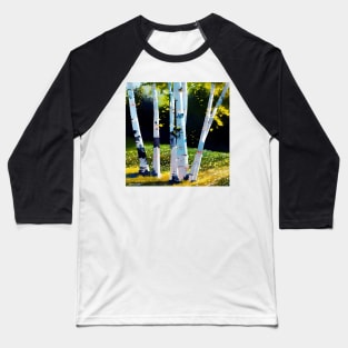 Sun on Birch Trees Baseball T-Shirt